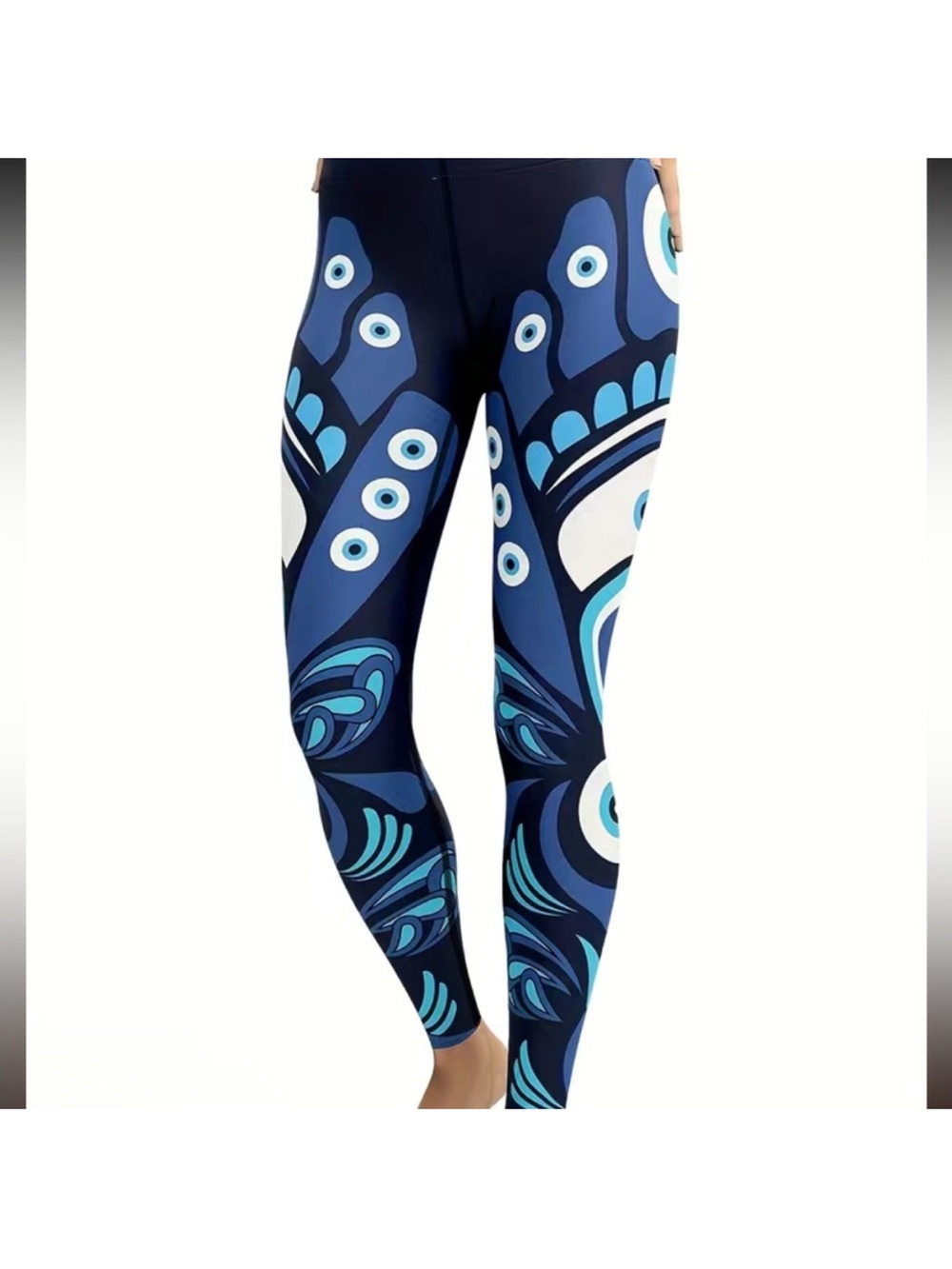 Women's Blue Evil Eye 🧿 Abstract Print Yoga Leggings 🪬